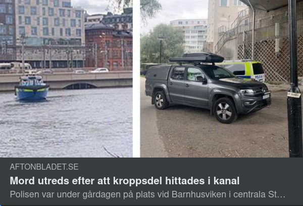 Kroppsdelsfynd I Stockholmskanal