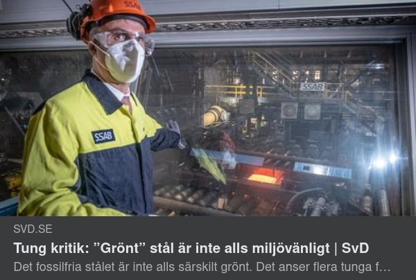 Grönt Stål Inte Miljövänligt