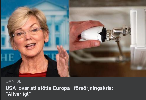 Granholm Utlovar Energiförsörjningskrishjälp