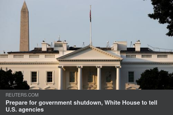 Nedstängningsförberedelsemeddelande Vitt Hus