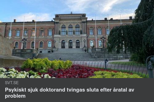 Psyksjuk Doktorand Tvingas Sluta