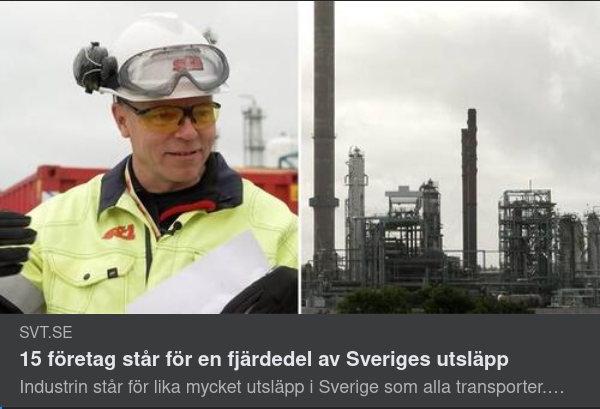 25% Av Sveriges Utsläpp Från 15 Företag