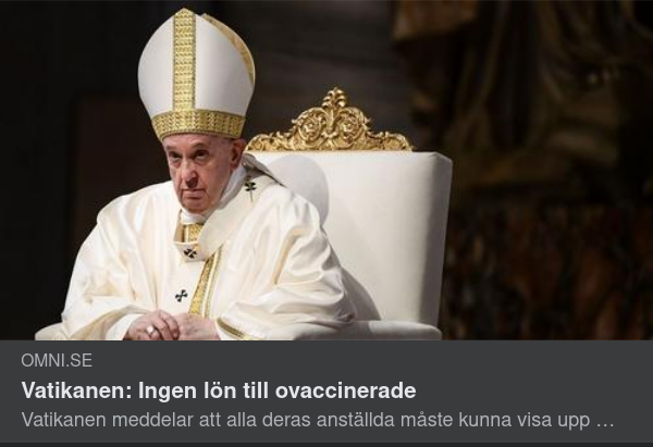 Vatikanen Avlönar Endast Vaccinerade