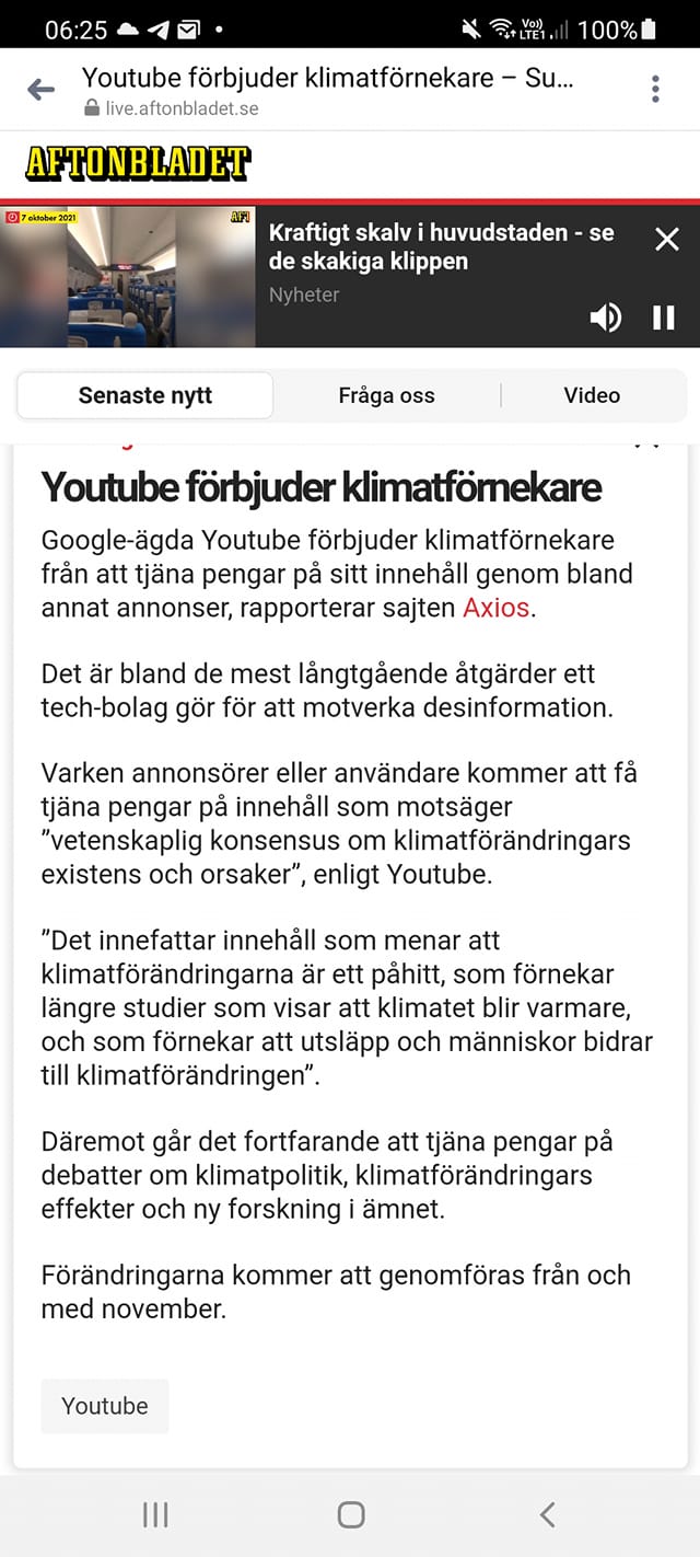 Youtube Hanterar Klimatförnekare