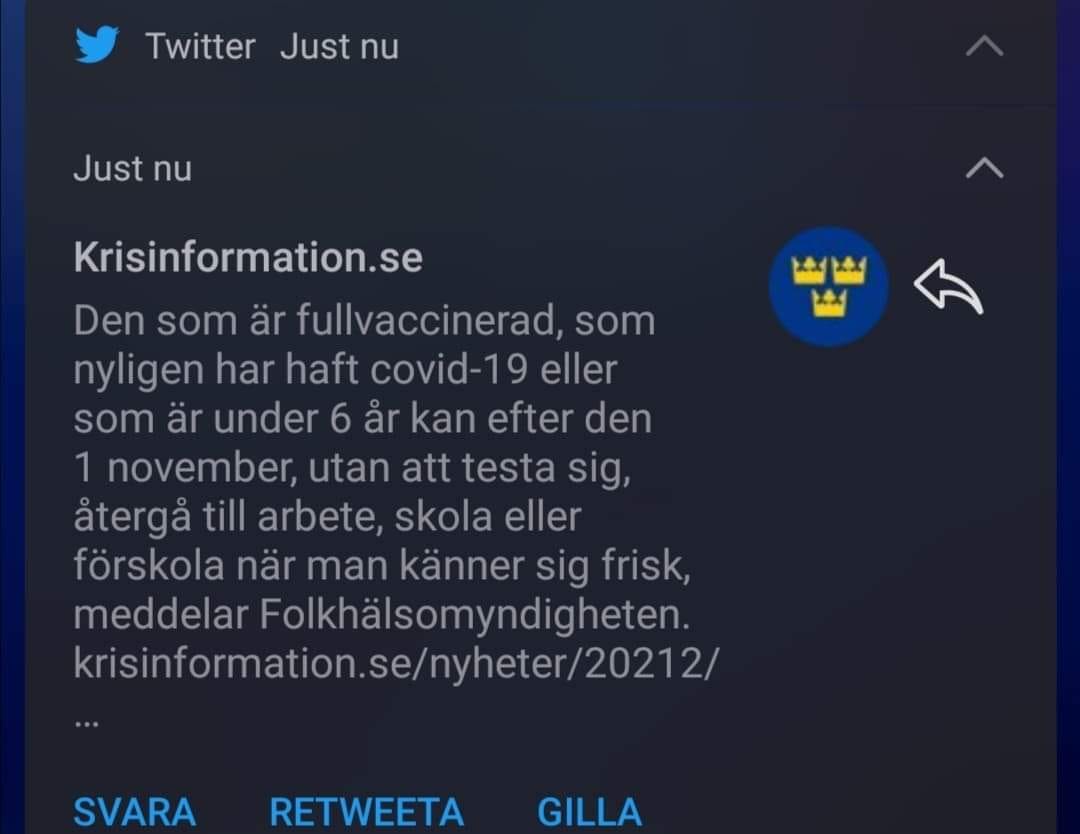 Fullvaxxad Arbetsåtergång 1/11