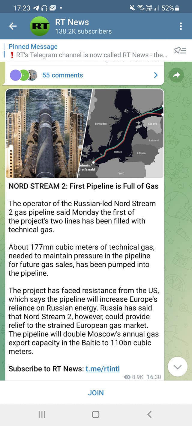 Nord Stream 2 Fylls Med Gas