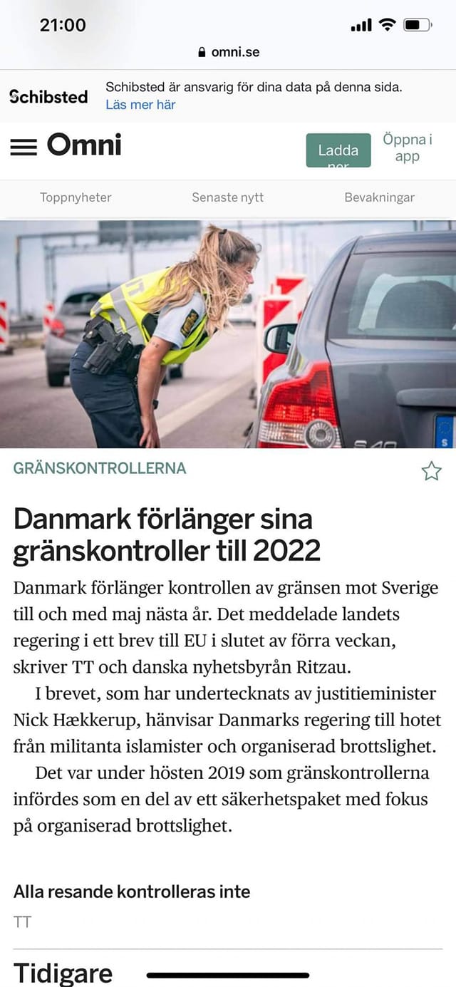 Förlängda Danska Gränskontroller