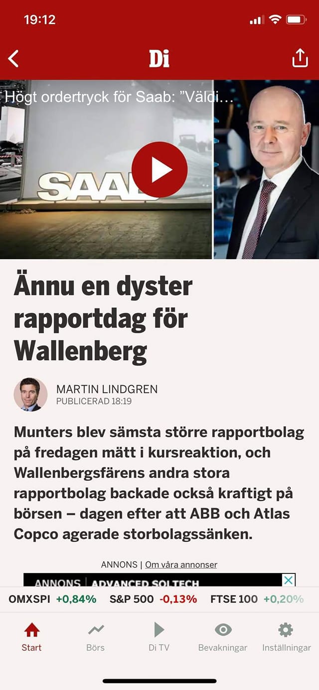 Dyster Börsdag För Wallenberg Igen
