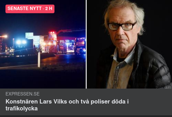 Lars Vilks & Två Poliser Döda I Trafikolycka