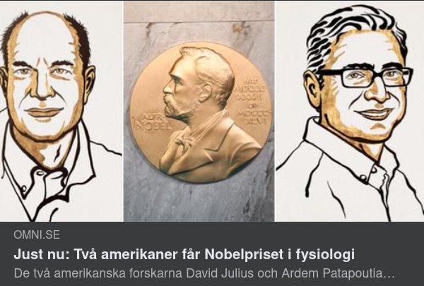 Nobelpris För Receptorer För Temperatur & Beröring