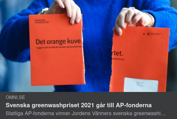 Greenwashpris Till AP-Fonderna