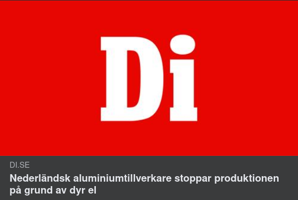 Elpris Stoppar Nederländsk Aluminiumproduktion