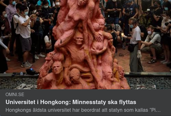 Minnesstaty Flyttas I Hongkong