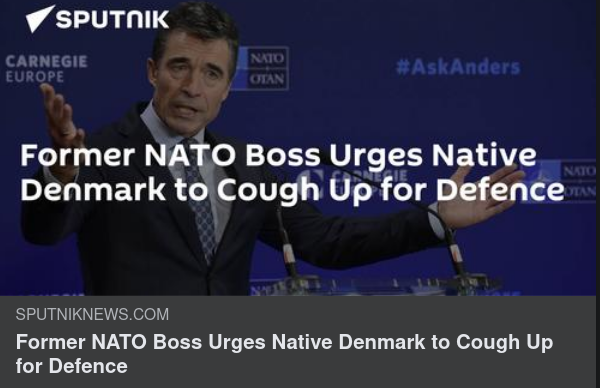 Former NATO Boss Urges Native Denmark to Cough Up for Defence
