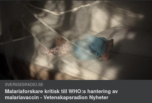 Kritiserad WHO-Malariavaccinhantering