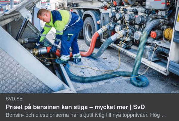 Stigande Bensinpris Möjligt Mycket Mer
