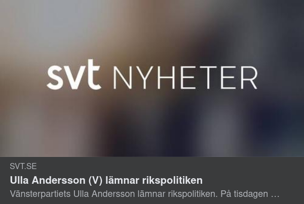 Ulla Andersson Lämnar Rikspolitiken