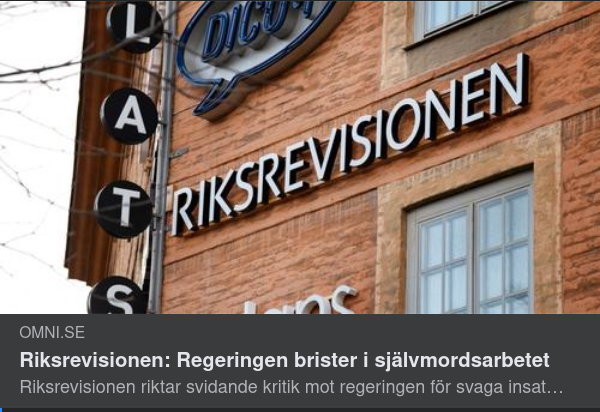 Regeringen Brister I Självmordsarbetet Enligt Riksrevisionen