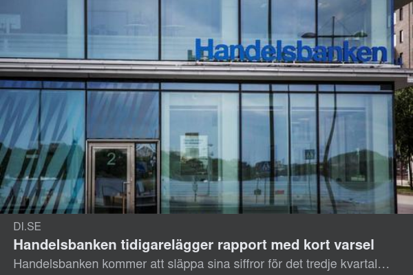 Tidigarelagd Handelsbanksredovisning