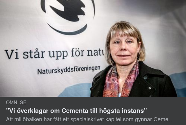 Naturskyddsföreningen Överklagar Regeringens Cementagynnande