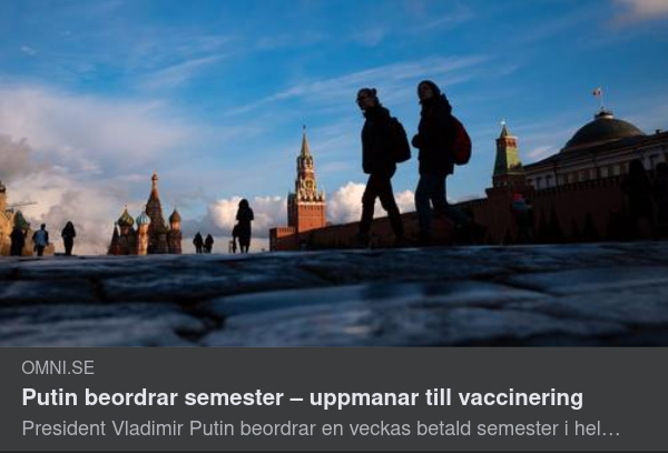 Vaccineringssemesteruppmanande Putin