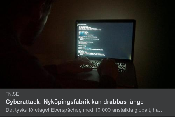 Cyberattackskonsekvenser I Nyköpingsfabrik