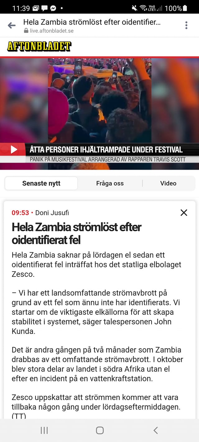Strömlöst I Zambia