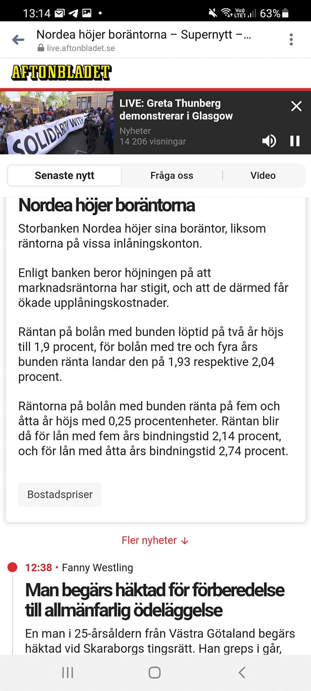Folkbildningskrävande Boräntehöjning