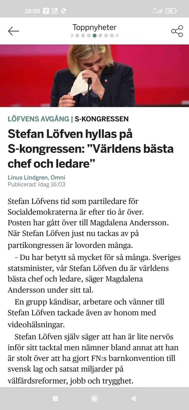 S-Kongresshyllad Löfven