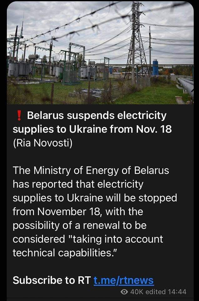 Belarus Stänger Elleverans Till Ukraina