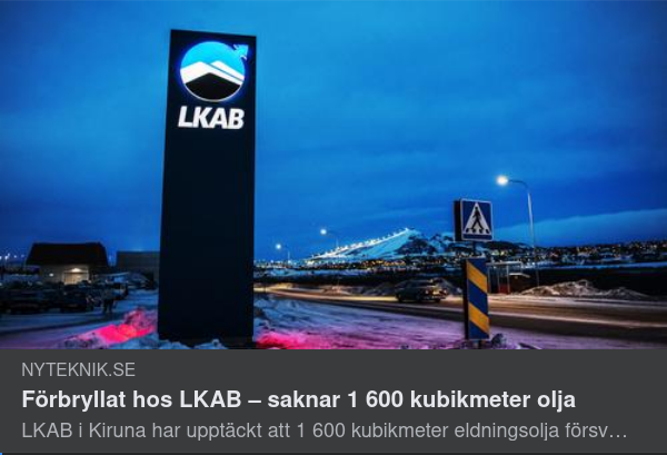 Saknad Olja Hos LKAB