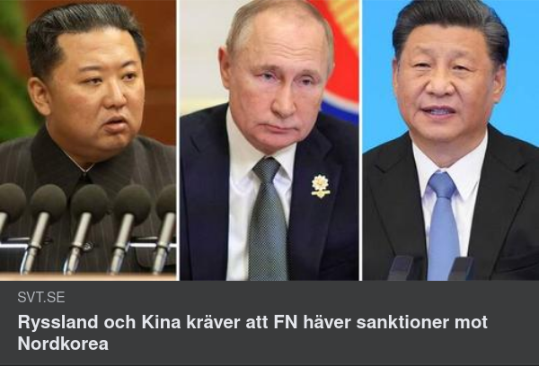 Ryssland & Kina Vill Häva Sanktioner Mot Nordkorea