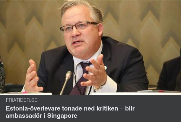 Estonia-Överlevare Blir Ambassadör I Singapore