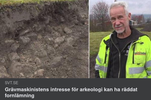 Arkeologiskt Intresserad Grävmaskinist
