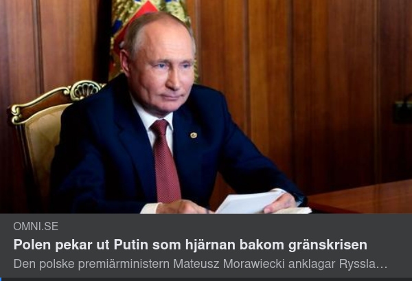 Polen Hävdar Putin Vara Hjärnan Bakom Migrantkris