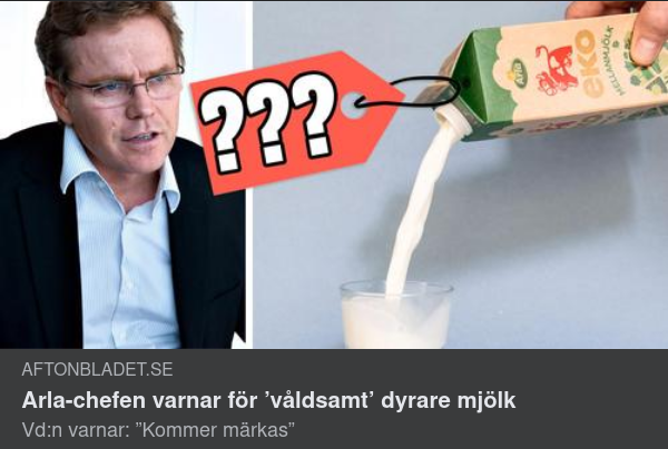 Våldsamt Dyrare Mjölk