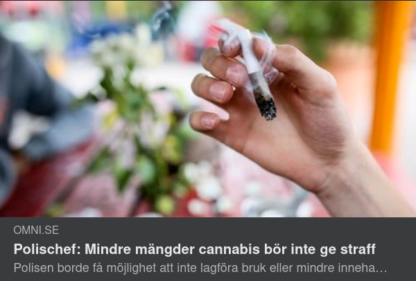 Polischef: Mindre mängder cannabis bör inte ge straff