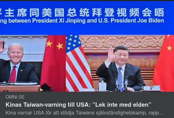 Kina Varnar För Taiwan-Stöd