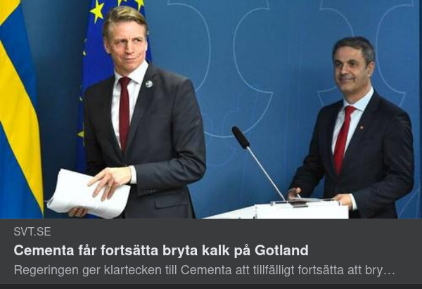 Regeringen Låter Cementa Fortsätta