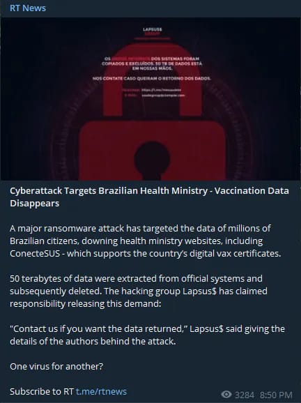 Cyberattackerad Hälsomyndighet I Brasilien
