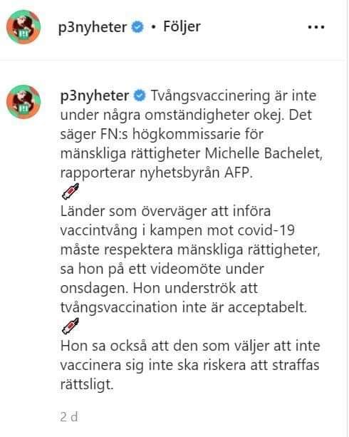 FN: Tvångsvaccinering Oacceptabelt