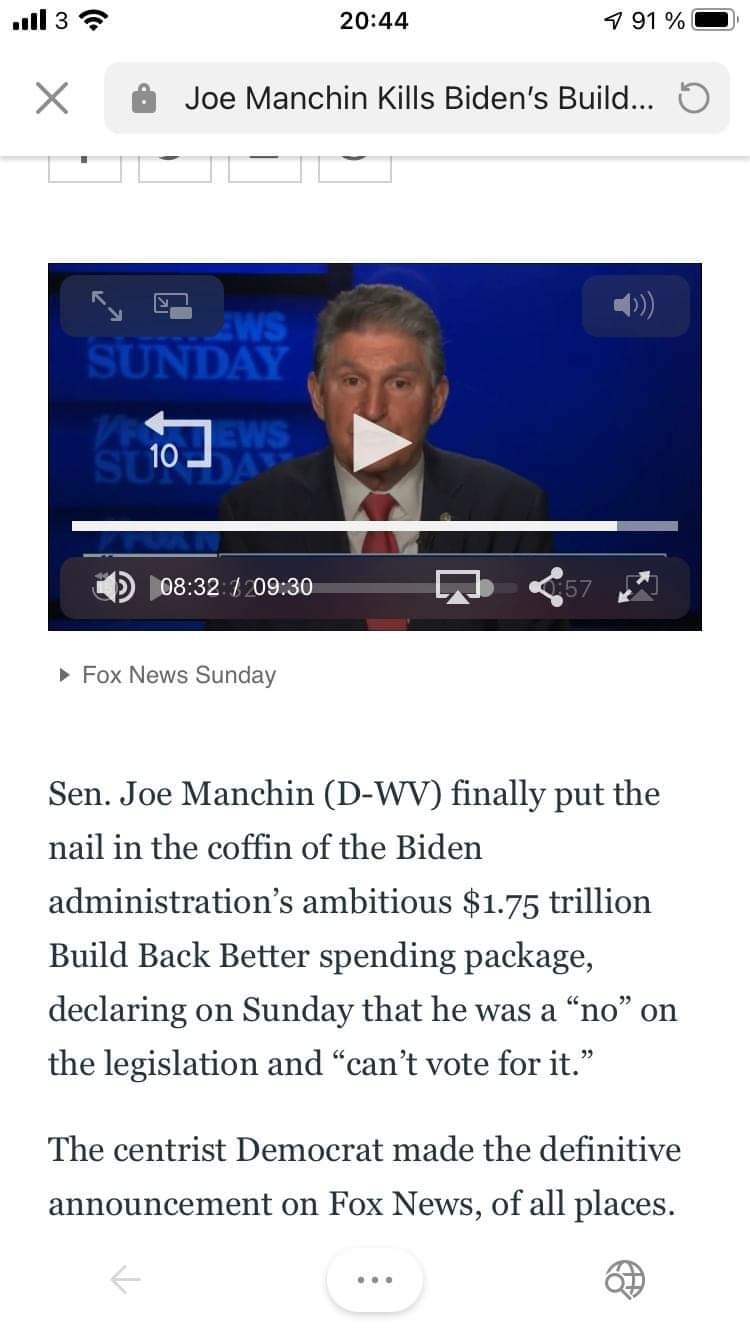 Manchin Sänker Bidens Triljonpaket