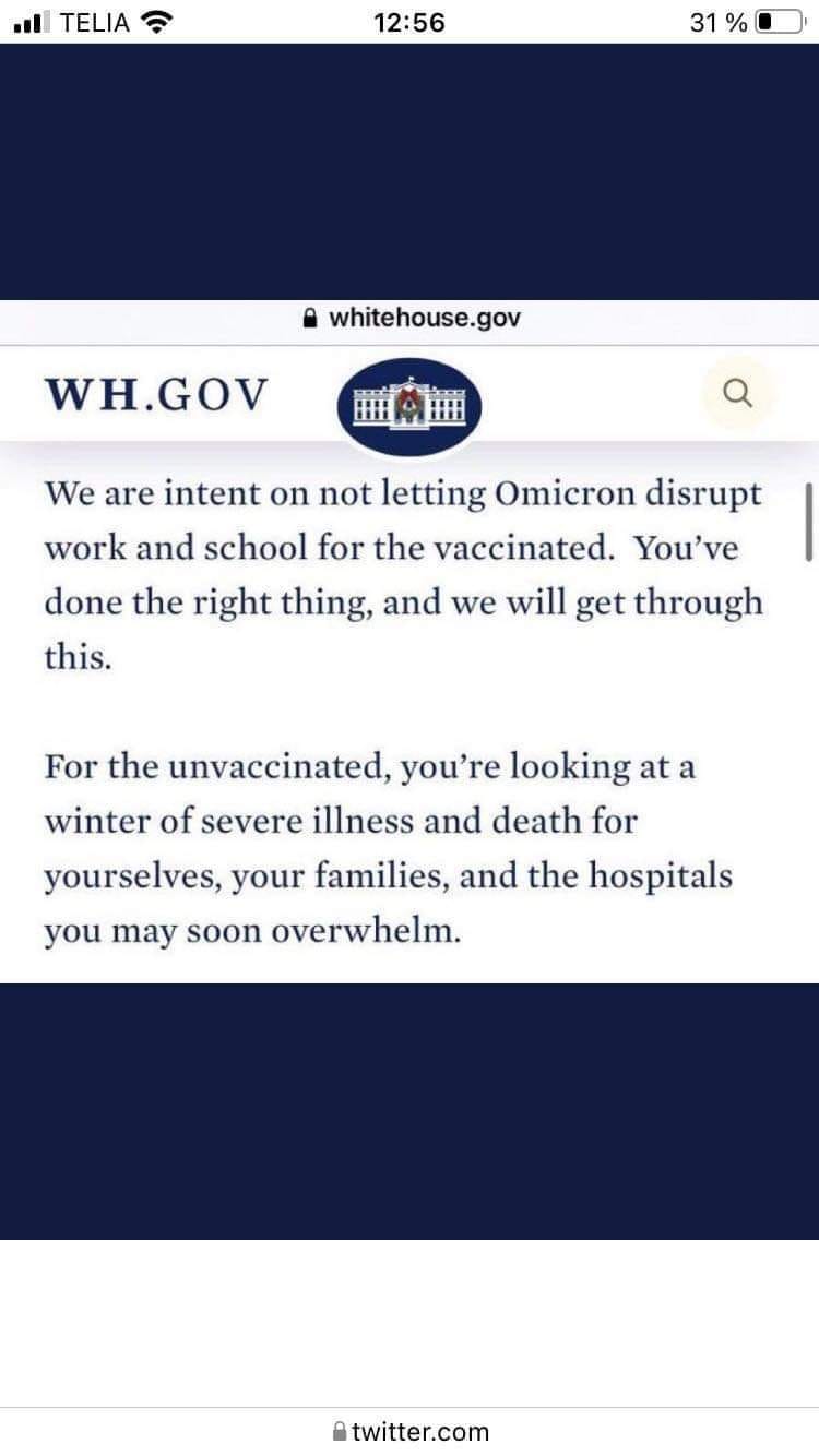 Död För Ovaxxade Från Vita Huset