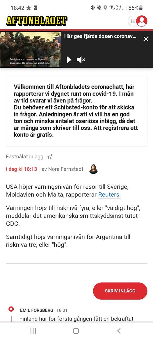 Höjd Amerikansk Varningsnivå För Resor Till Sverige