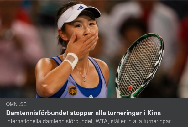 Damtennisförbundet Stoppar Kina-Turneringar