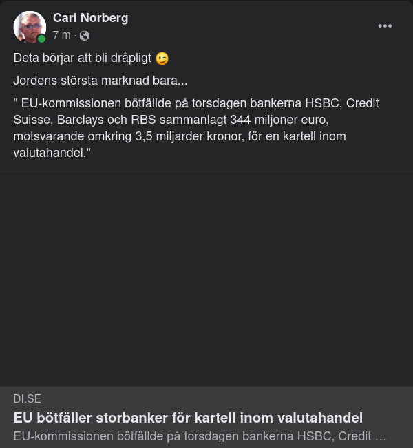 Bötfällda Valutahandelskartellmedlemar