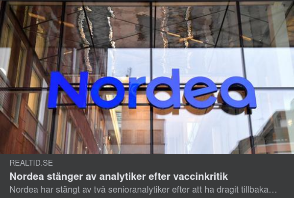 Nordea Stänger Av Vaccinkritiska Analytiker