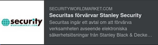 Securitas Förvärvar Stanley Security