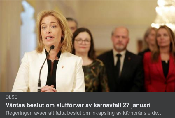 Kärnavfallsbeslut Väntat 27/1
