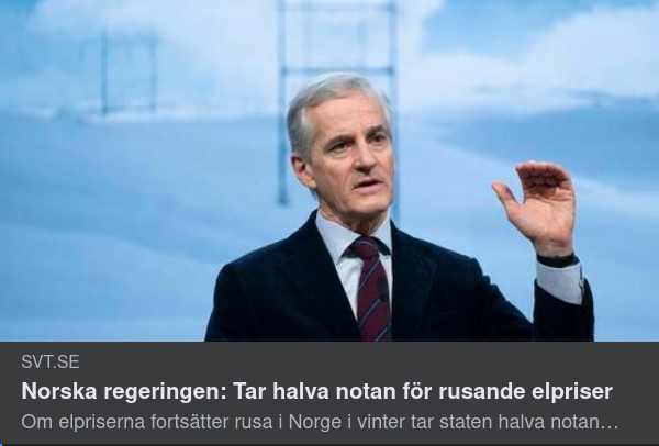 Norska Regeringen Tar Halva Elräkningen